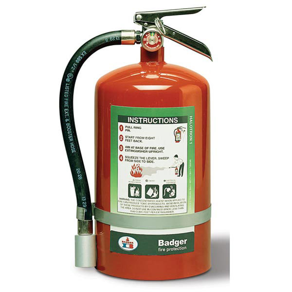 Badger™ 11 lb Halotron® I Fire Extinguisher w/ Brass Valve & Wall Hook – 1A:10B:C
