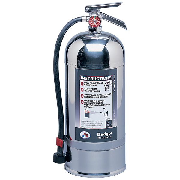 Badger™ 6 L Wet Chemical Fire Extinguisher w/ Brass Valve & Wall Hook – K