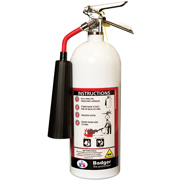 Badger™ 5 lb CO2 Fire Extinguisher w/ Brass Valve & Non-Magnetic Wall Hook – 5B:C
