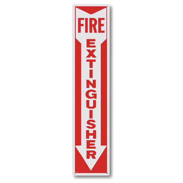 Aluminum "Fire Extinguisher" Arrow Sign, 4" x 18"