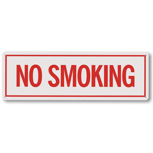 Aluminum "No Smoking" Sign, 12" x 4"