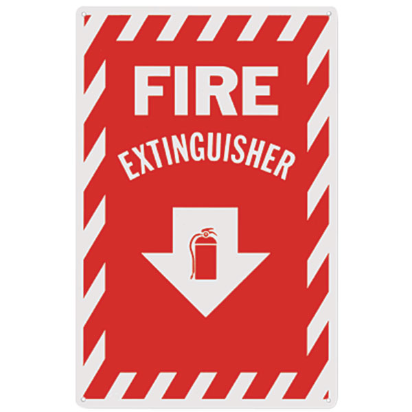 Aluminum "Fire Extinguisher" Arrow Sign, 8" x 12"