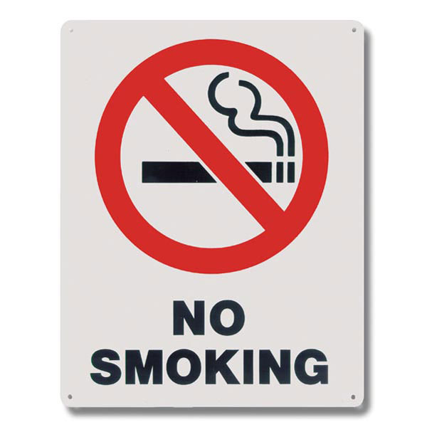 Aluminum "No Smoking" Sign w/ Picture, 8" x 10"