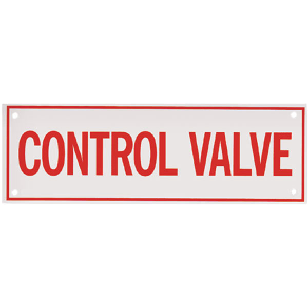 Aluminum "Control Valve" Sign, 6" x 2"