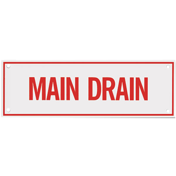 Aluminum "Main Drain" Sign, 6" x 2"
