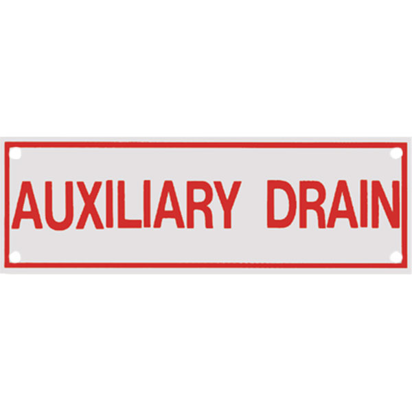 Aluminum "Auxiliary Drain" Sign, 6" x 2"