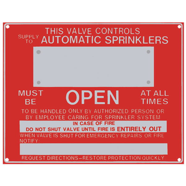 Aluminum "This Valve Controls…" Sign, 9" x 7"
