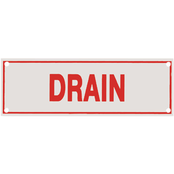 Aluminum "Drain" Sign, 6" x 2"