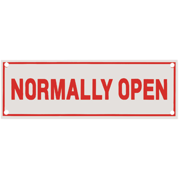 Aluminum "Normally Open" Sign, 6" x 2"