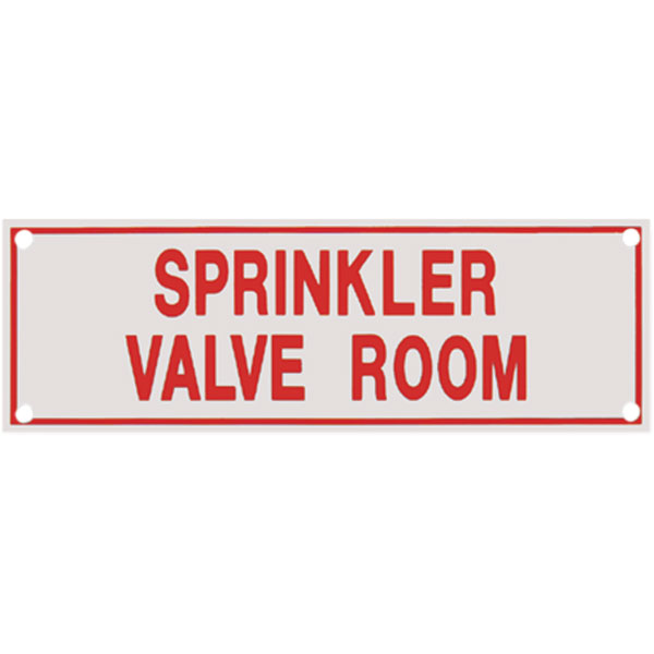 Aluminum "Sprinkler Valve Room" Sign, 6" x 2"