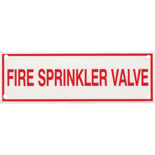 Aluminum "Fire Sprinkler Valve" Sign, 6" x 2"