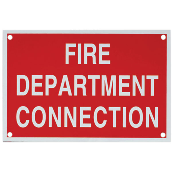Aluminum "Fire Department Connection" Sign, 4" x 6"