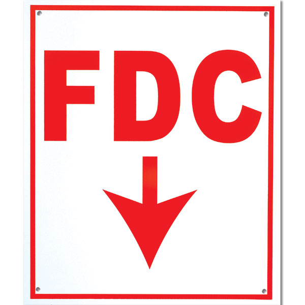 Aluminum "FDC" Sign w/ Arrow, 4" Letters, 12" x 10"