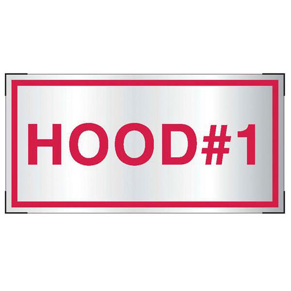 Aluminum System "Hood #1" Sign, 2" x 4"