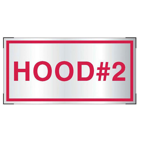 Aluminum System "Hood #2" Sign, 4" x 2"