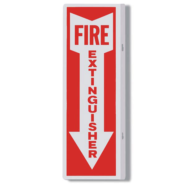 Aluminum 90° Angle "Fire Extinguisher" Arrow Sign, 4" x 12"