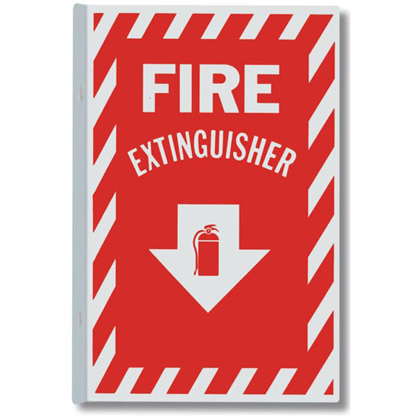 Aluminum 90° Angle "Fire Extinguisher" Arrow Sign, 8" x 12"