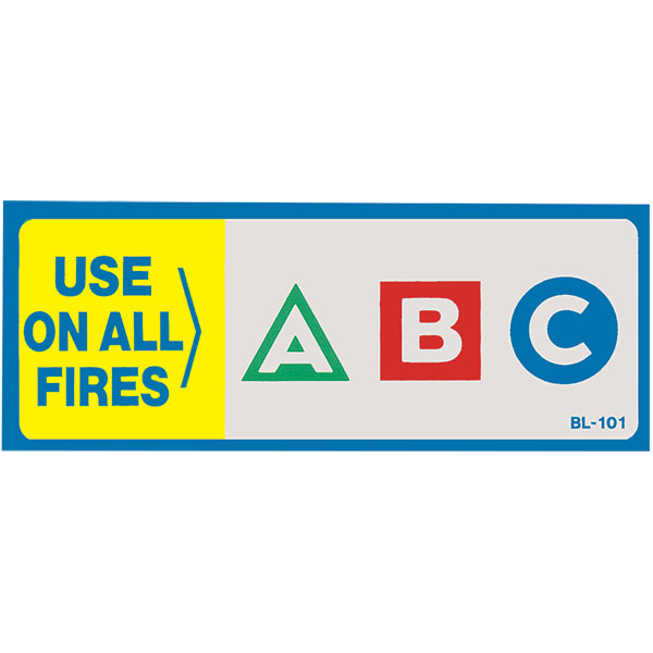 "Use On All Fires – ABC" Fire Classification Label