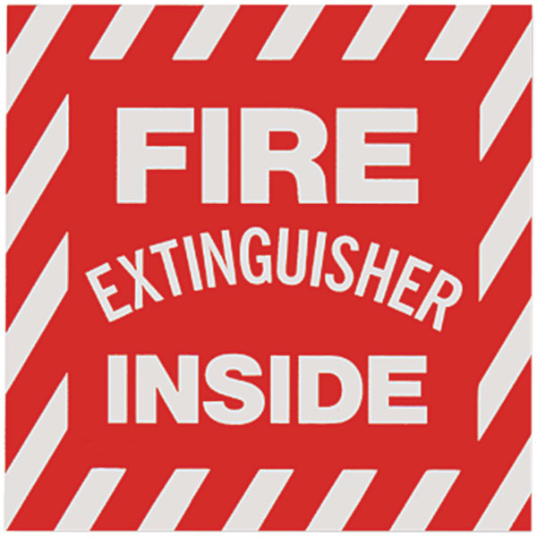 Self-Adhesive Vinyl "Fire Extinguisher Inside" Sign, 4" x 4"