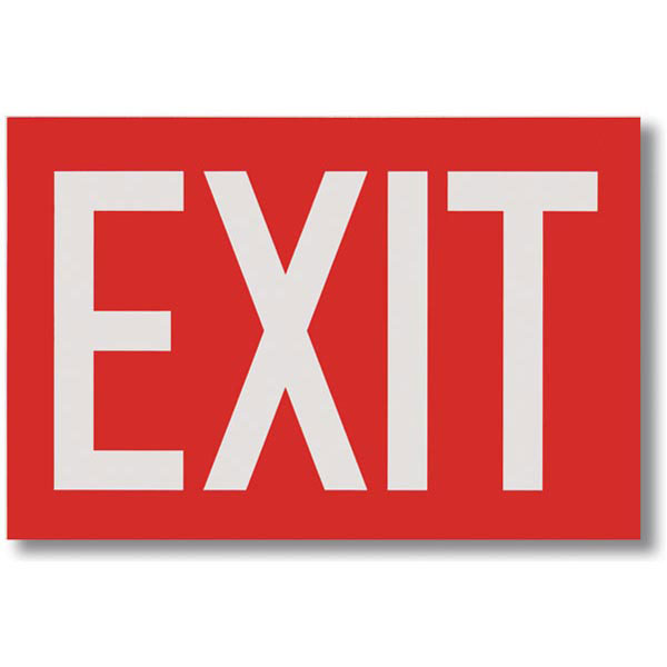 Self-Adhesive Vinyl "Exit" Sign, Red Background, 12" x 8"