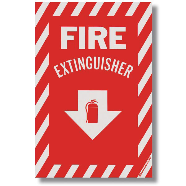 Self-Adhesive Vinyl "Fire Extinguisher" Arrow Sign, 8" x 12"