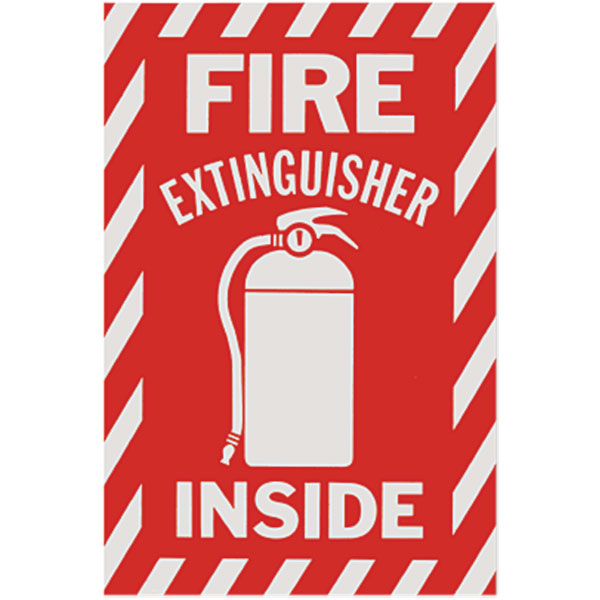 Self-Adhesive Vinyl "Fire Extinguisher Inside" Sign, 6" x 9"