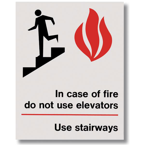 Self-Adhesive Vinyl "In Case Of Fire..." Sign, 5 1/2" x 7"