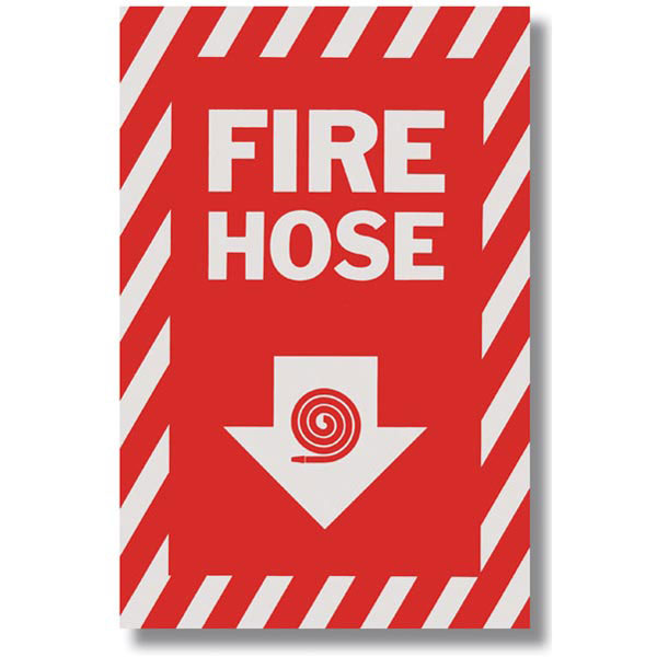 Self-Adhesive Vinyl "Fire Hose" Arrow Sign, 8" x 12"