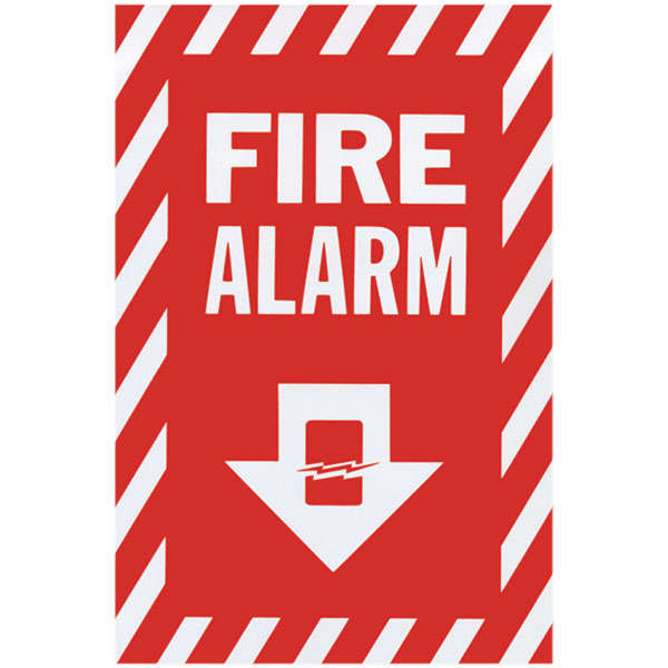 Self-Adhesive Vinyl "Fire Alarm" Arrow Sign, 8" x 12"