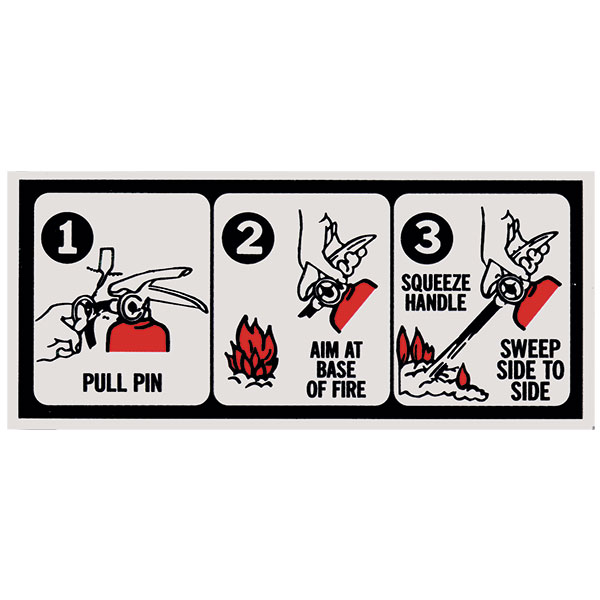 Extinguisher Instruction Label, 5 1/2" x 2 1/2"
