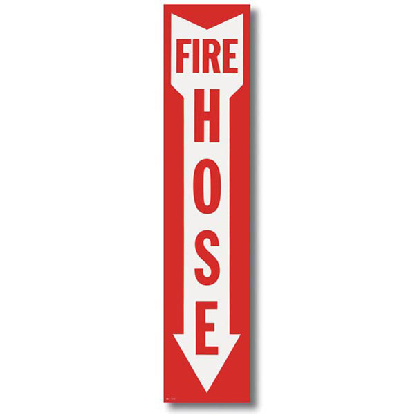 Self-Adhesive Vinyl "Fire Hose" Arrow Sign, 4" x 18"