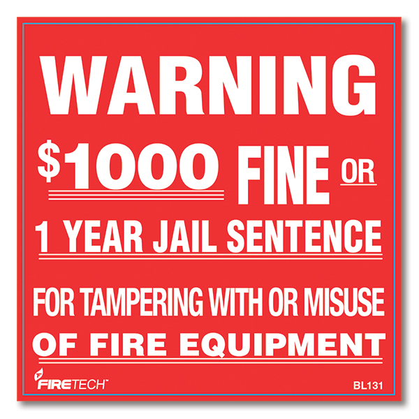 Self-Adhesive Vinyl "Warning $1000 Fine…" Sign, 4" x 4"