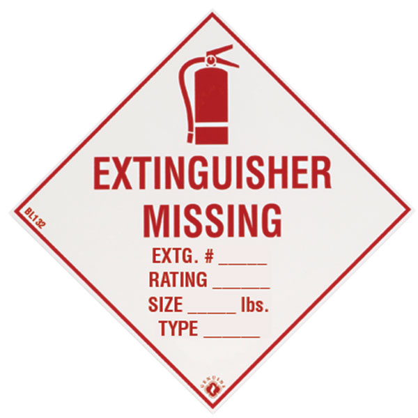 Self-Adhesive Vinyl "Extinguisher Missing" Sign, 4" x 4"