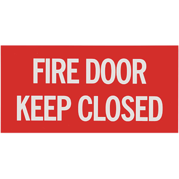 Self-Adhesive Vinyl "Fire Door – Keep Closed" Sign, 12" x 6"