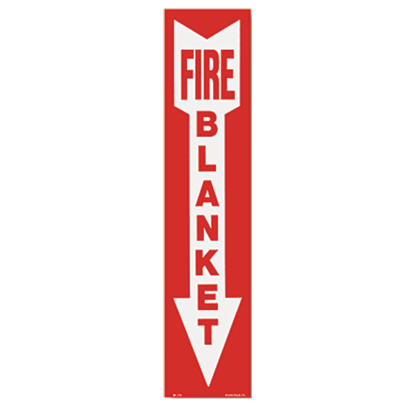 Self-Adhesive Vinyl "Fire Blanket" Arrow Sign, 4" x 18"