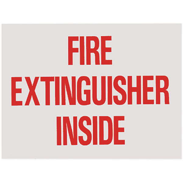 Self-Adhesive Vinyl "Fire Extinguisher Inside" Sign, 4" x 3"