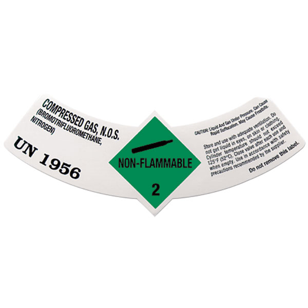 "Halon 1301 & Nitrogen UN 1956" DOT Label, 5 7/8" x 2 1/4"