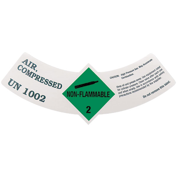 "Compressed Air UN 1002" DOT Label, 5 7/8" x 2 1/4"