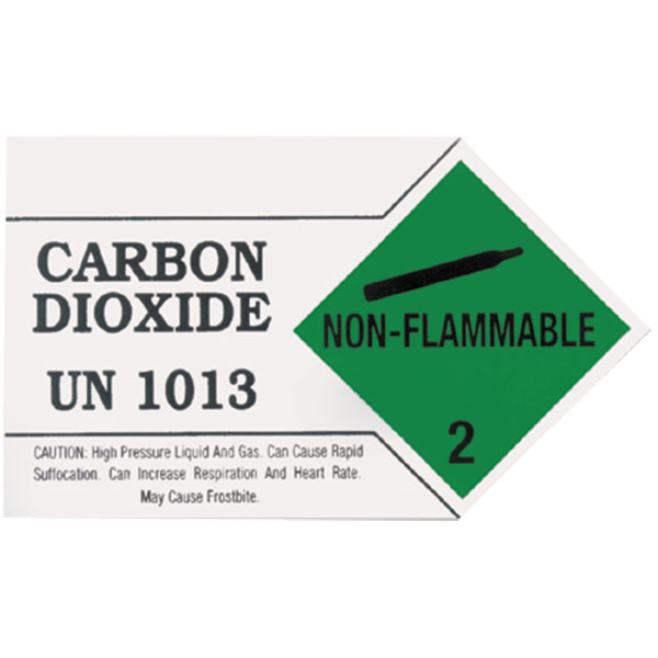 "Carbon Dioxide UN 1013" DOT Label, 3 3/8" x 2"