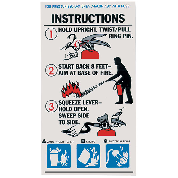 ABC Extinguisher w/ Hose Instruction Label, 3" x 5 1/4"