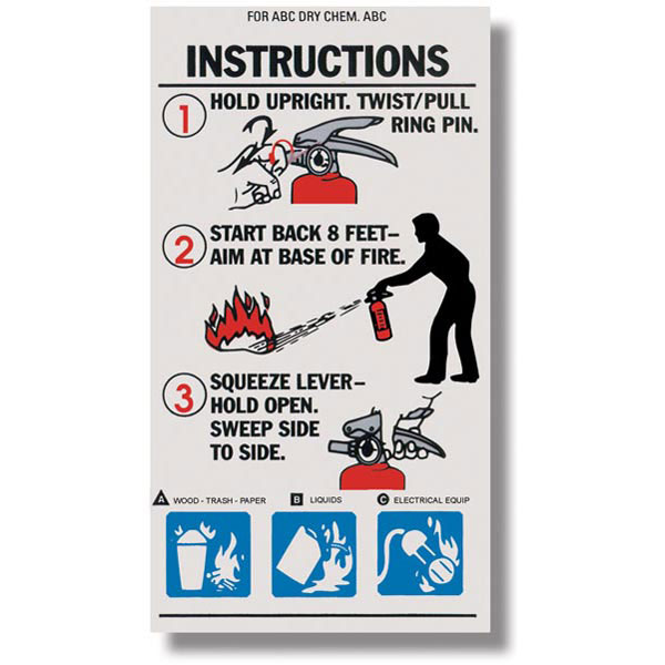 ABC Extinguisher w/ Nozzle Instruction Label, 3" x 5 1/4"
