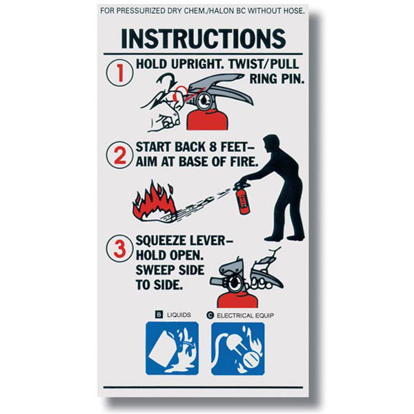 BC Extinguisher w/ Nozzle Instructions, 3" x 5 1/4"