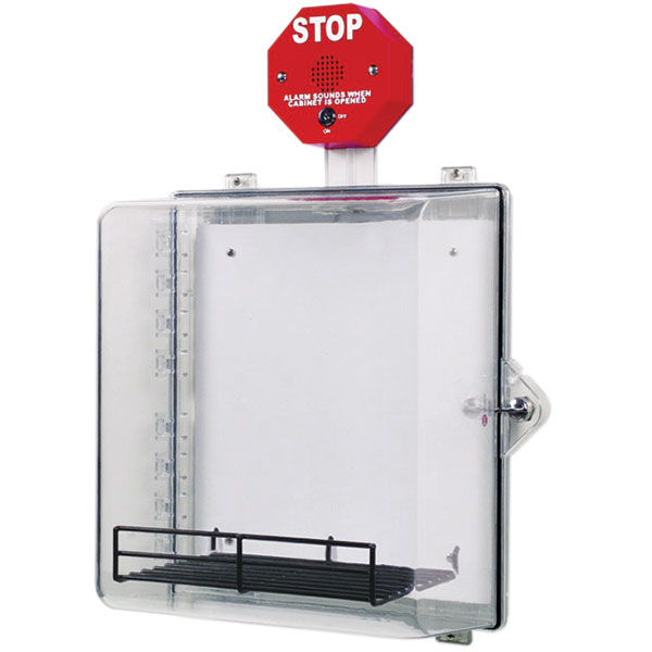 AED Protective Cabinet w/ Stop Sign Siren Alarm (95 or 105 dB)