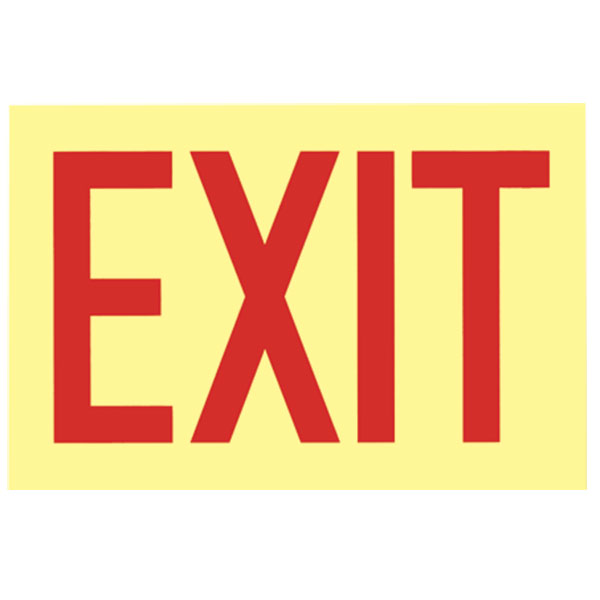 Glow-In-The-Dark Self-Adhesive Vinyl "Exit" Sign, 12" x 8"