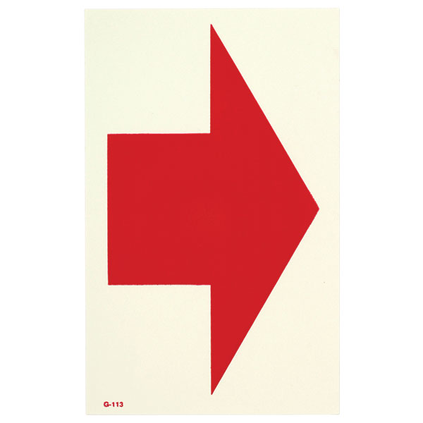 Glow-In-The-Dark Self-Adhesive Vinyl Directional Arrow Sign, 8" x 5"