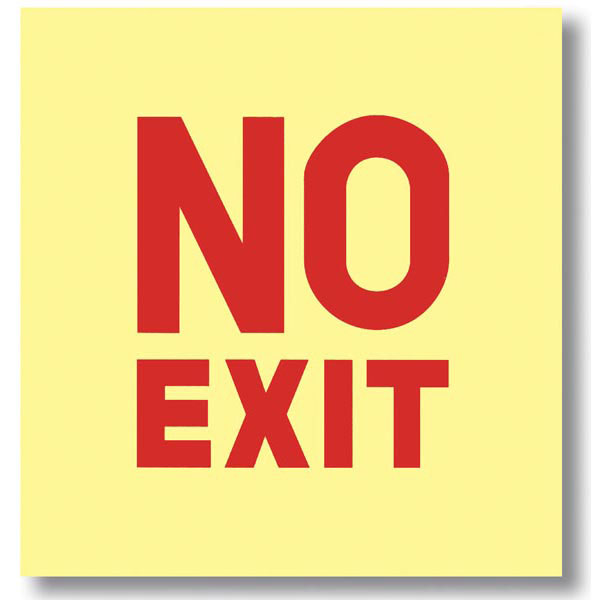 Glow-In-The-Dark Self-Adhesive Vinyl "No Exit" Sign, 5" x 5 1/4"