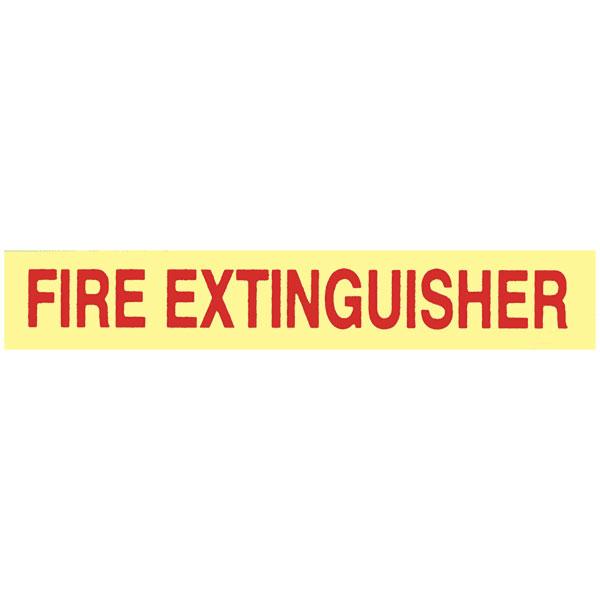 Glow-In-The-Dark Self-Adhesive Vinyl "Fire Extinguisher" Sign, 6" x 1"