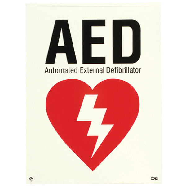 AED Glow-in-the-Dark Sign, Vinyl, 6" x 8"