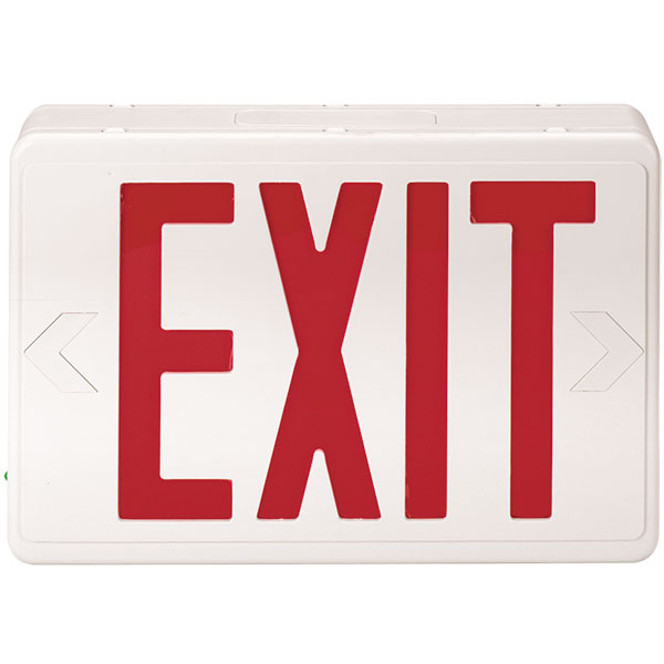 Red LED Exit Sign w/ Battery Backup, White