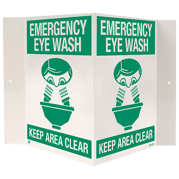 "Emergency Eye Wash…" 3D Rigid Plastic Sign, 18" x 10"